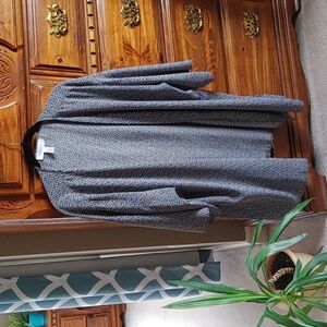 Women's Addition Elle Black & White Cheetah Print Kimono Style Jacket 1X/2X